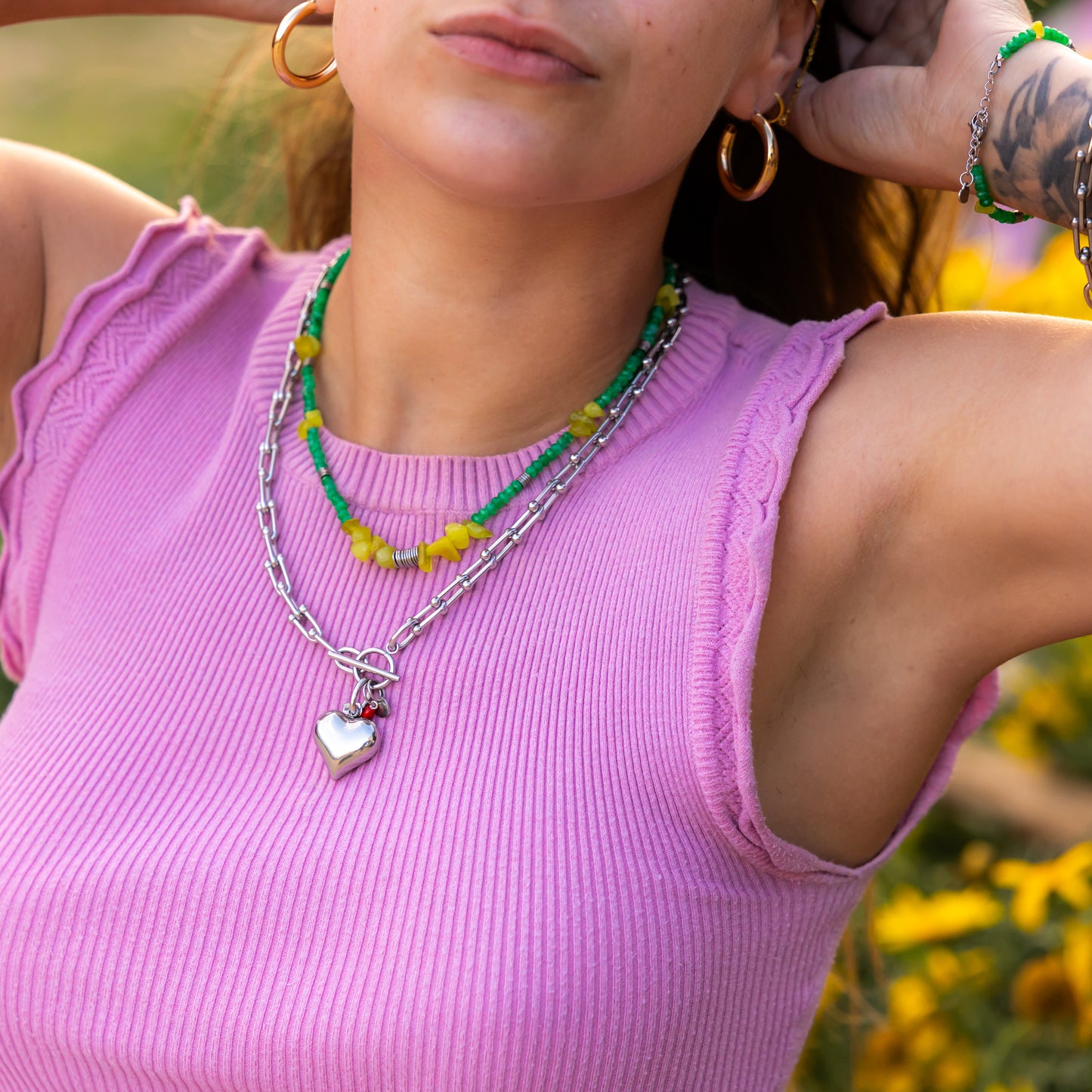 Collier argent - Onyx et jade - NOAH