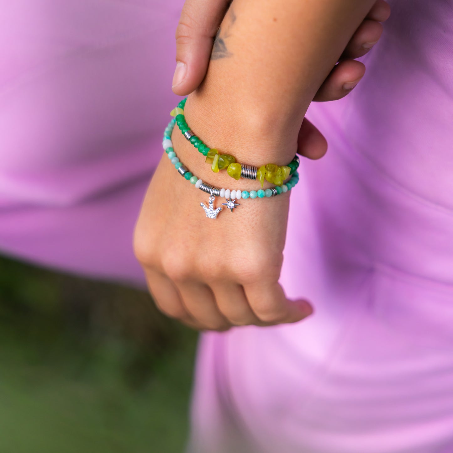 Bracelet argent - Amazonite - Jade - CROWN