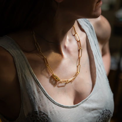 Collier maille plaqué or - Talisman  - INDIRA