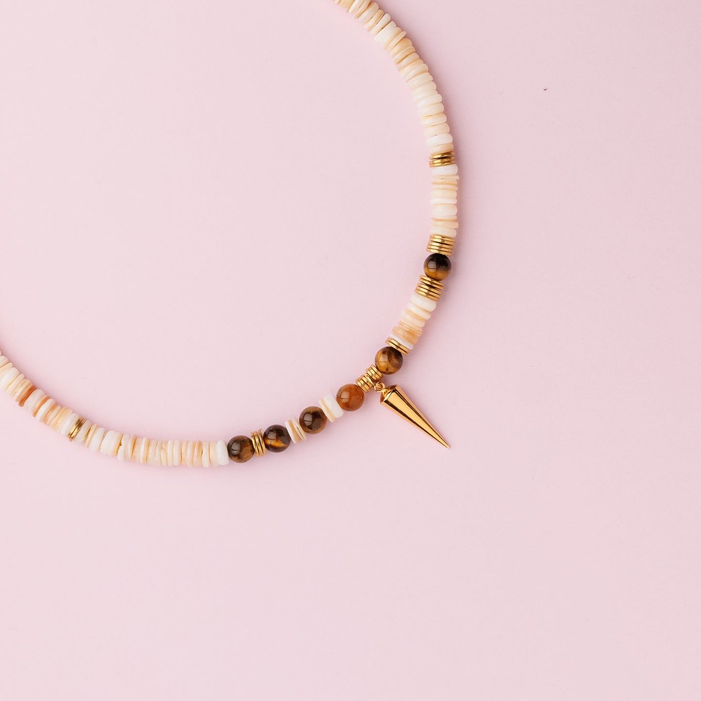 Collier or - Hesishi et oeil de tigre - ELLY
