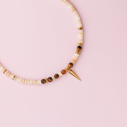 Collier or - Hesishi et oeil de tigre - ELLY