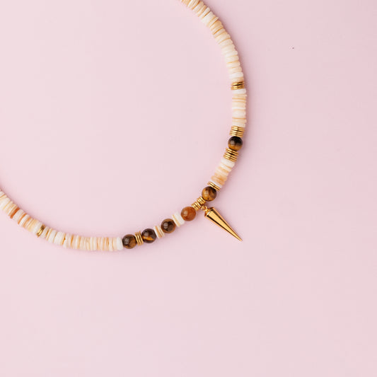 Collier or - Hesishi et oeil de tigre - ELLY