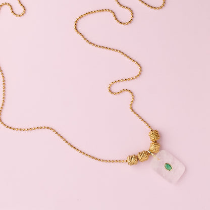 Collier or en maille acier inoxydable - Cristal du Brésil - LYDIA