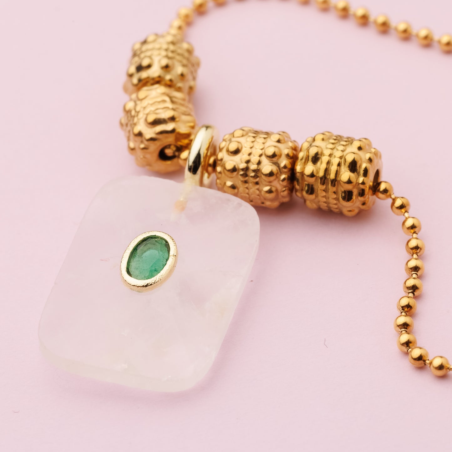 Collier or en maille acier inoxydable - Cristal du Brésil - LYDIA