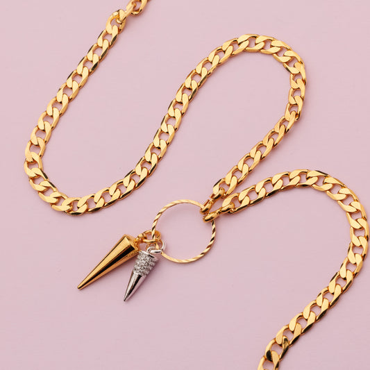 Collier or - Maille gourmette - SPIKE
