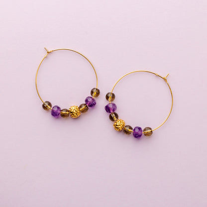 Créole or - Améthyste et quartz fumé - AMY