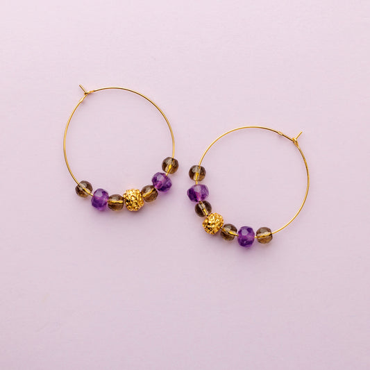 Créole or - Améthyste et quartz fumé - AMY