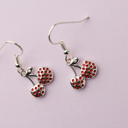 Boucle crochet US plaqué argent - Cerise - CHERRY