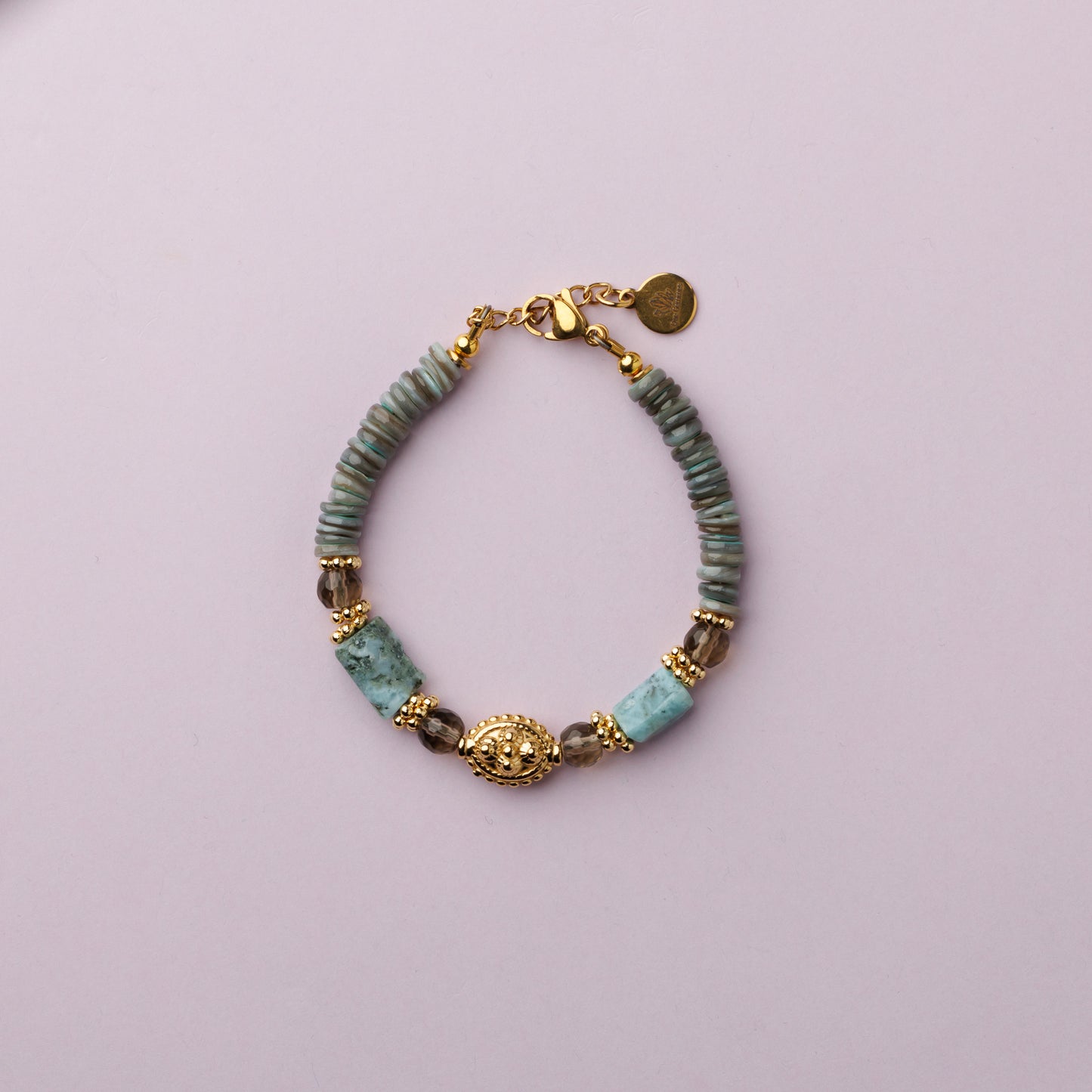 Bracelet or - Heishi et larimar - CHARLY