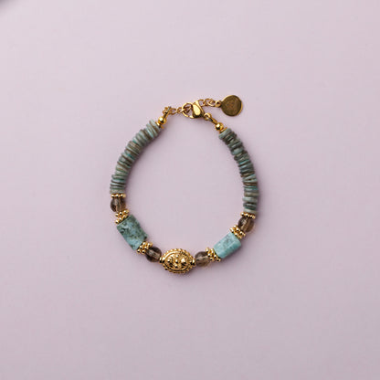 Bracelet or - Heishi et larimar - CHARLY