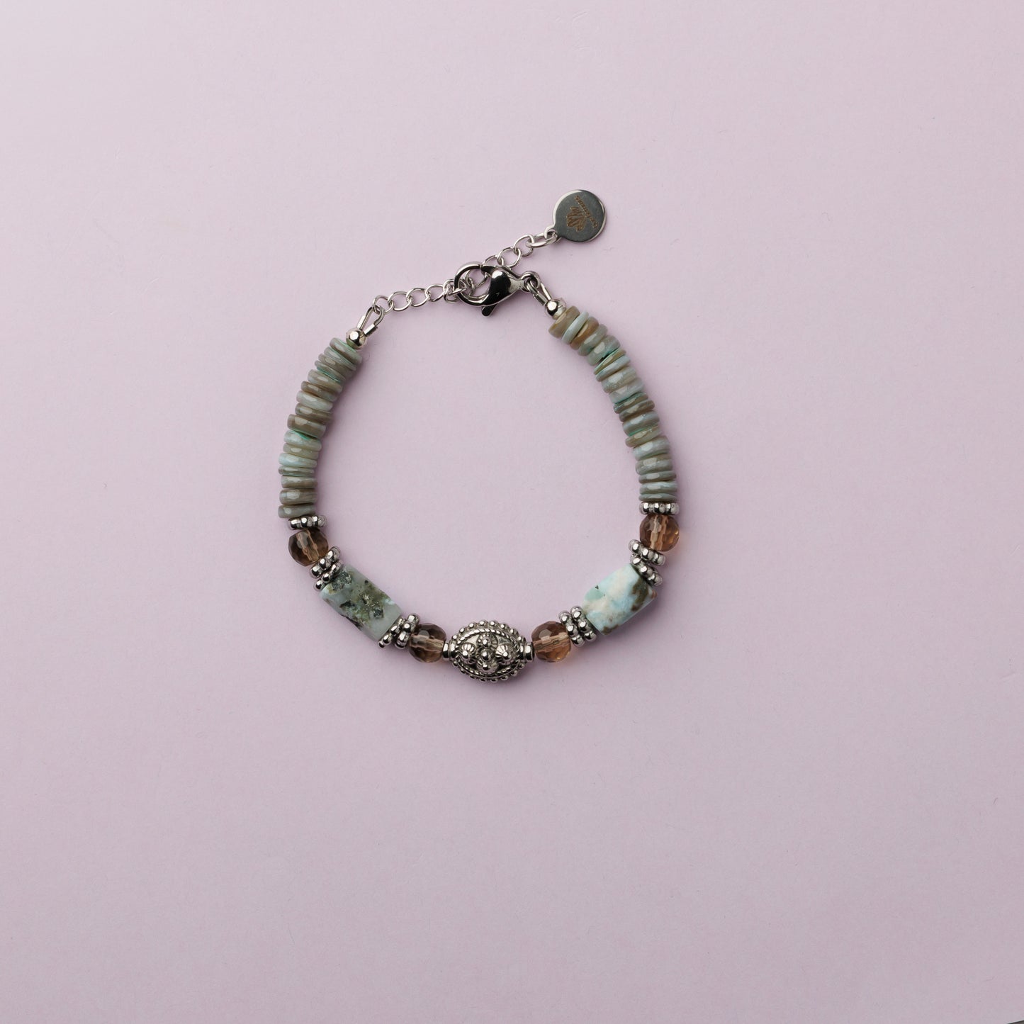 Bracelet argent - Heishi et Larimar - CHARLY