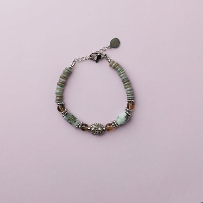 Bracelet argent - Heishi et Larimar - CHARLY