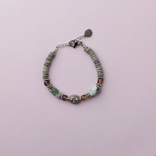 Bracelet argent - Heishi et Larimar - CHARLY