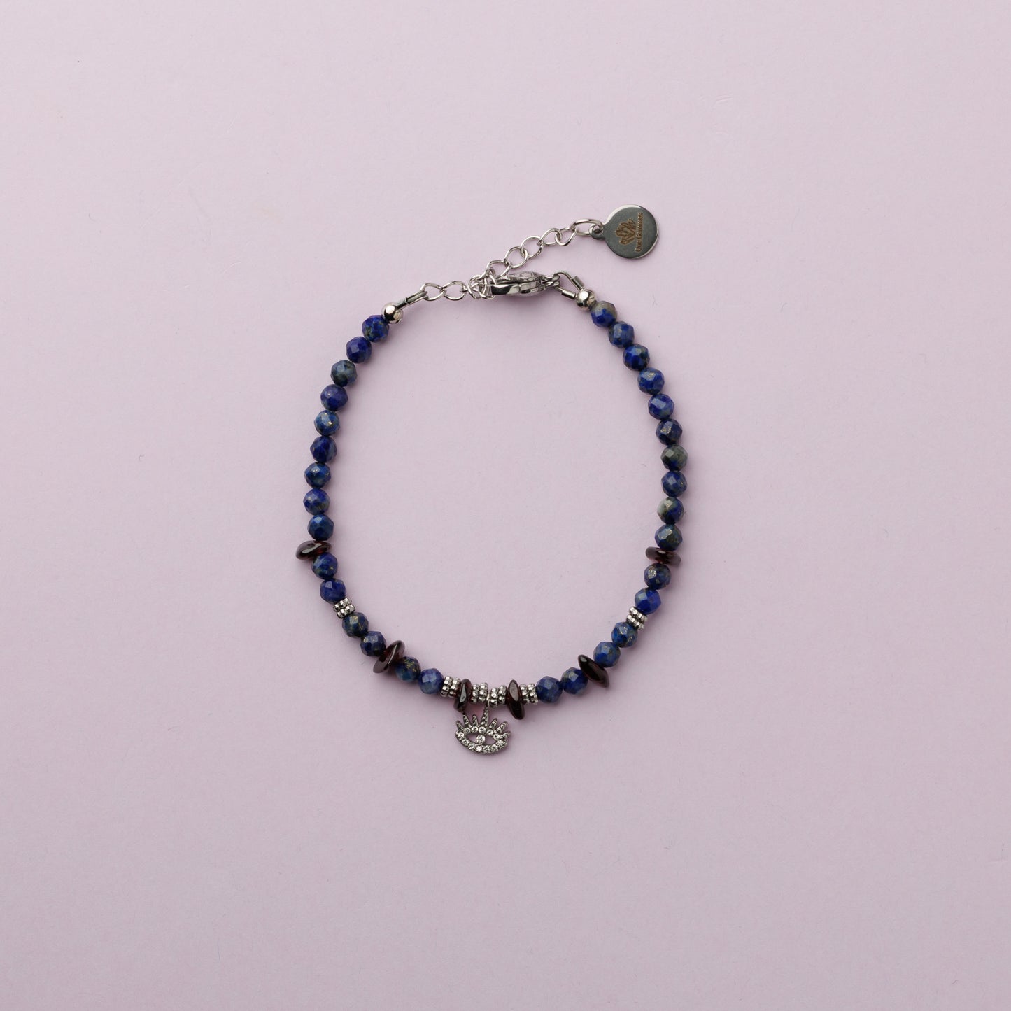 Bracelet argent - Lapis lazuli et grenat - AMBROISE