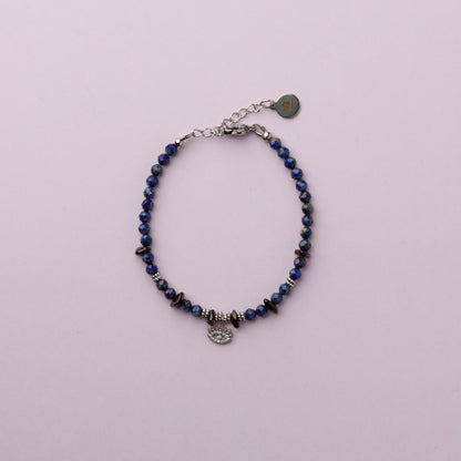 Bracelet argent - Lapis lazuli et grenat - AMBROISE
