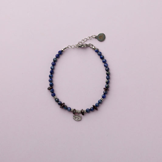 Bracelet argent - Lapis lazuli et grenat - AMBROISE