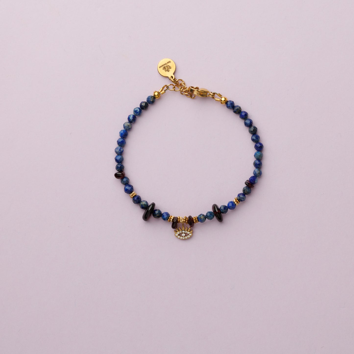 Bracelet or - Lapis lazuli et grenat - AMBROISE