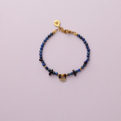Bracelet or - Lapis lazuli et grenat - AMBROISE