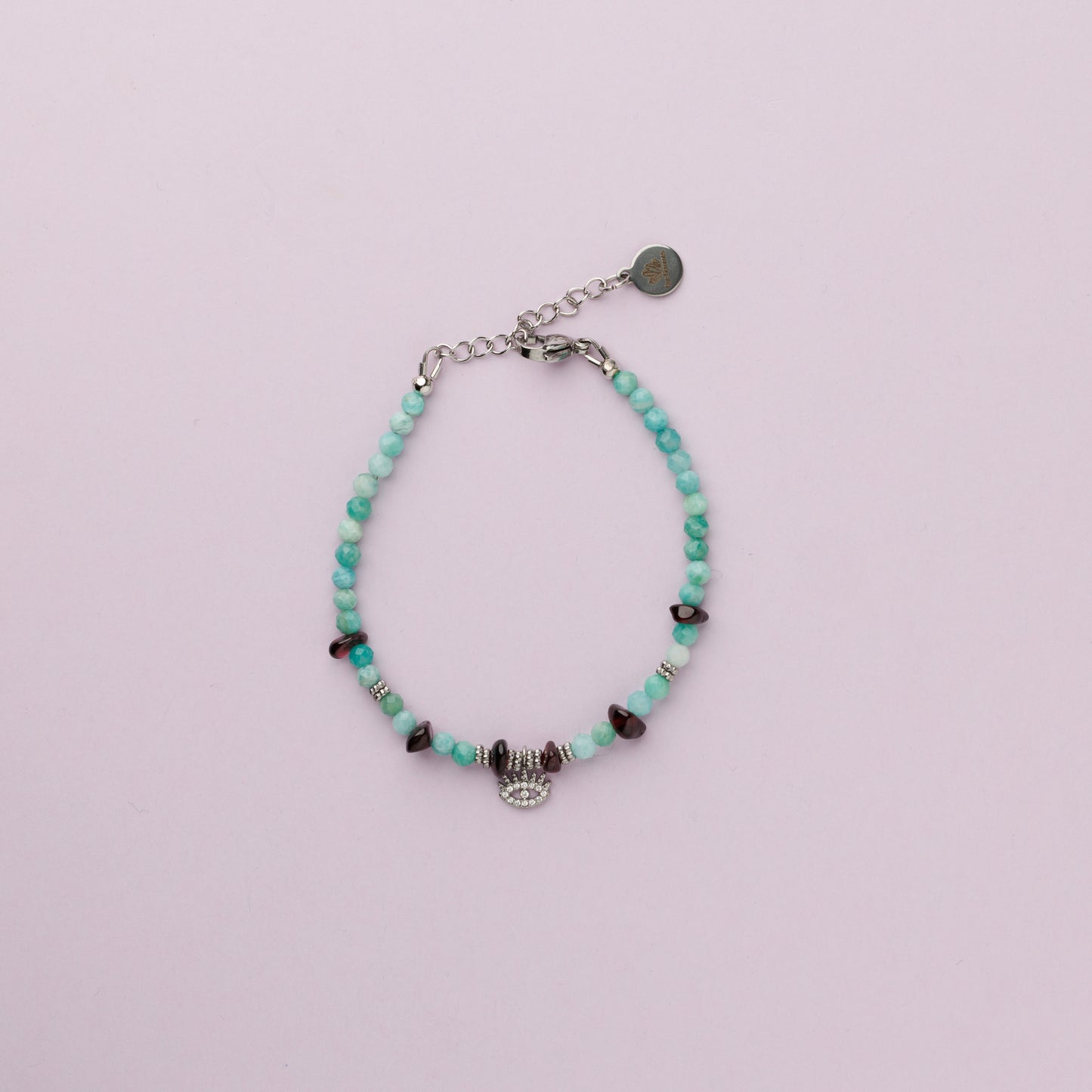 Bracelet argent - Amazonite et grenat - AMBROISE