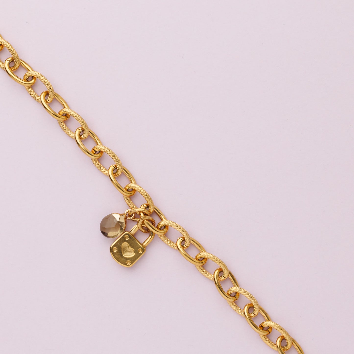 Bracelet acier inoxydable or - Quartz fumé - CARRY