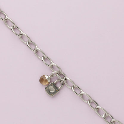 Bracelet acier inoxydable argent - Quartz fumé - CARRY