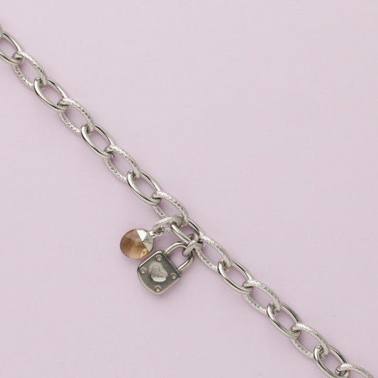 Bracelet acier inoxydable argent - Quartz fumé - CARRY