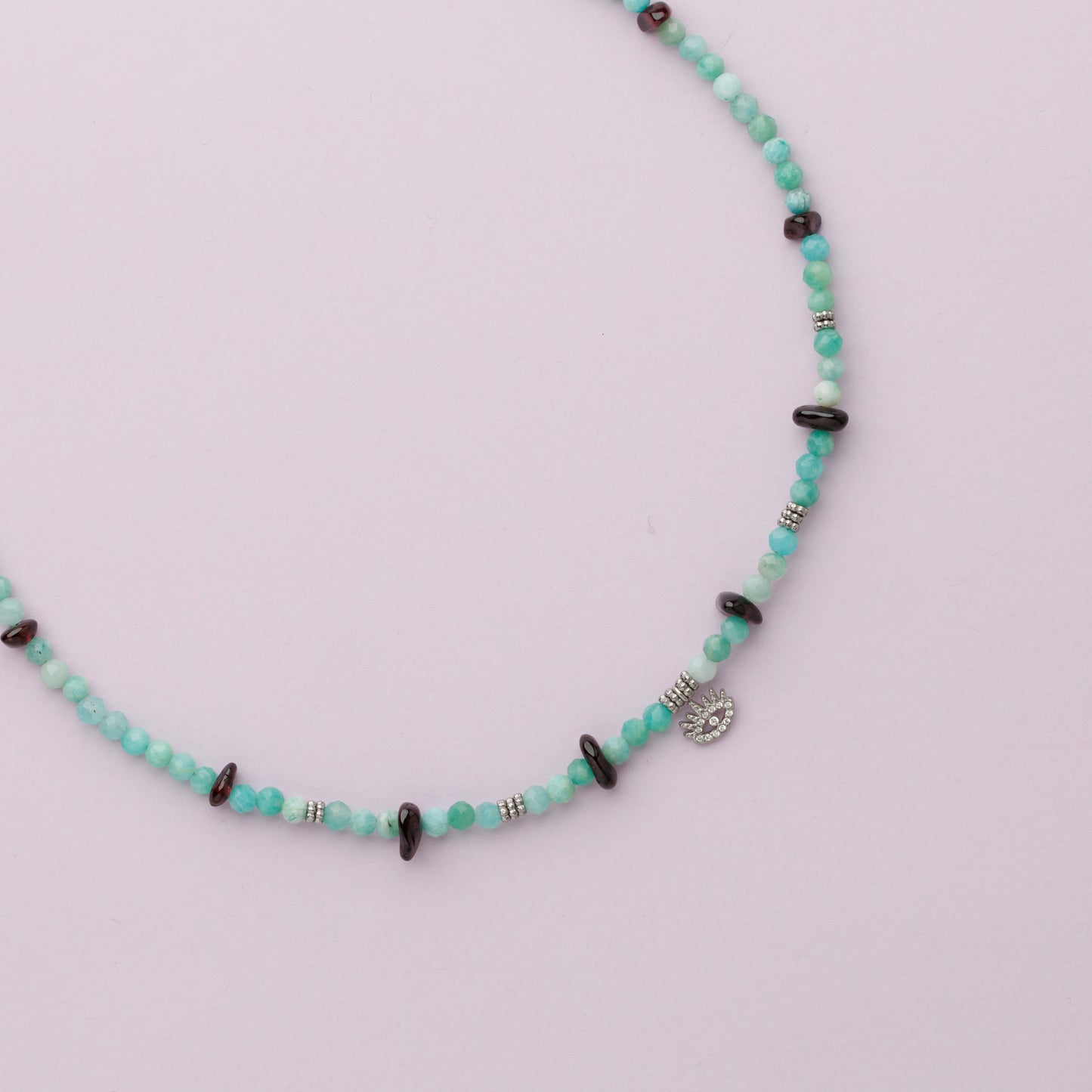 Collier argent - Amazonite et grenat - AMBROISE
