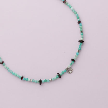 Collier argent - Amazonite et grenat - AMBROISE