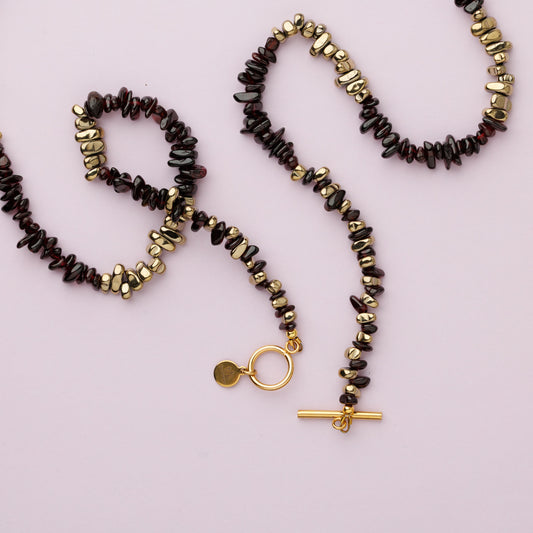 Collier or - Hématite et grenat - SWAN