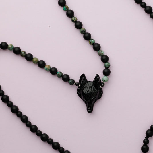 Collier  - Turquoise et onyx - SACHA