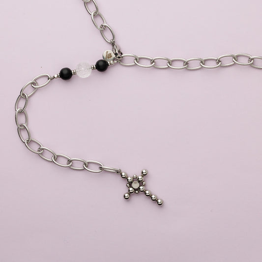 Sautoir en maille acier inoxydable -Argent - SPIRIT