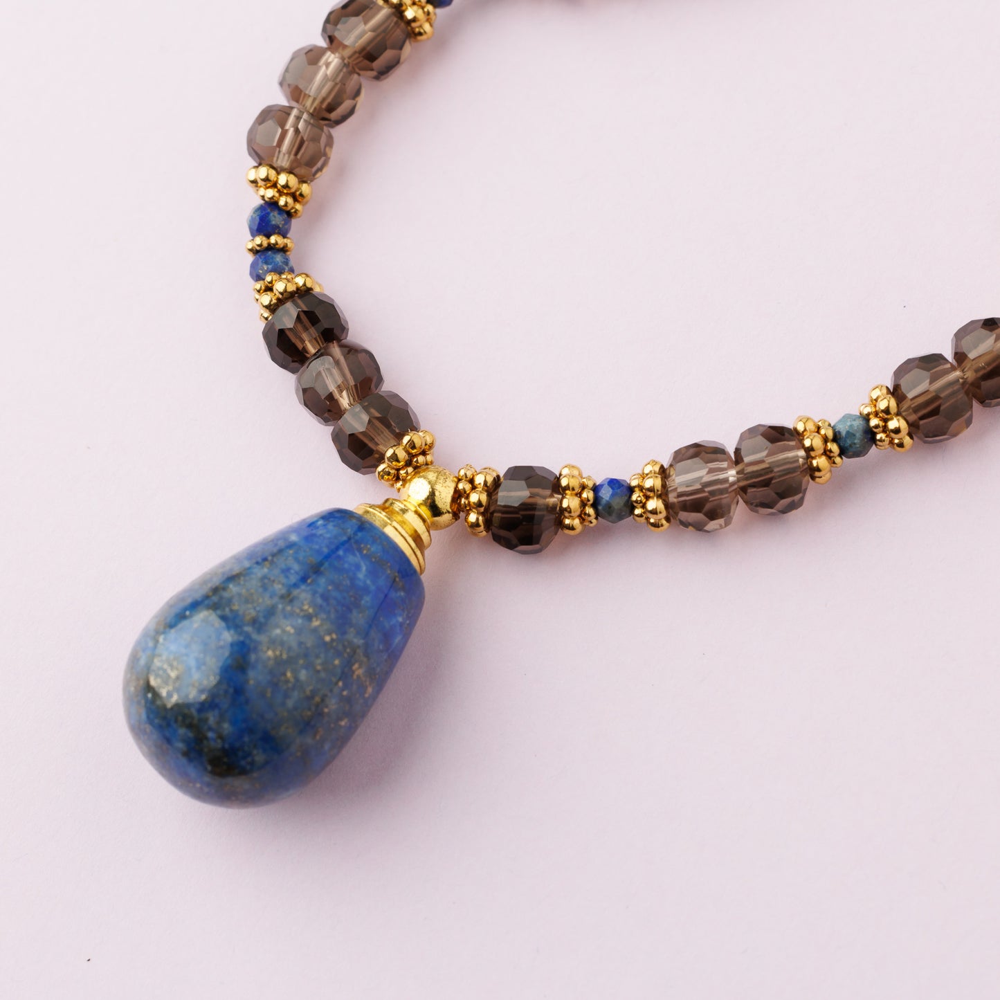 Sautoir or - Quartz fumé et lapis lazuli - FIONA