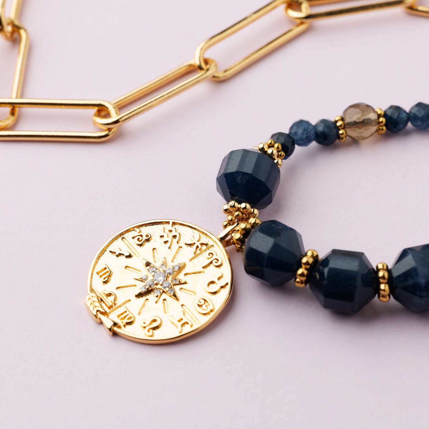 Collier or - Saphir - ABBY