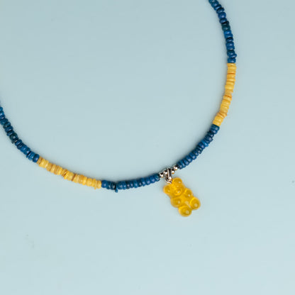 Collier argent - Heishi - Ours jaune – HARIBO