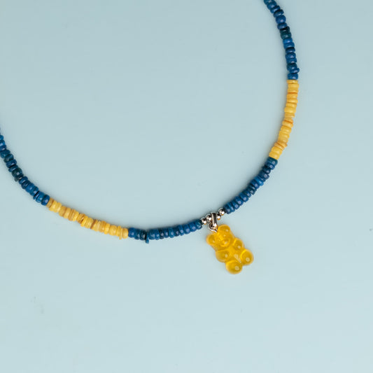 Collier argent - Heishi - Ours jaune – HARIBO