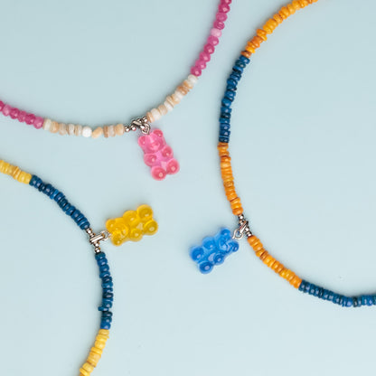 Collier argent - Heishi - Ours jaune – HARIBO