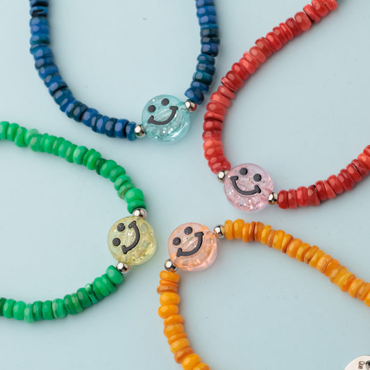 Bracelet argent - Heishi rouge – SMILEY