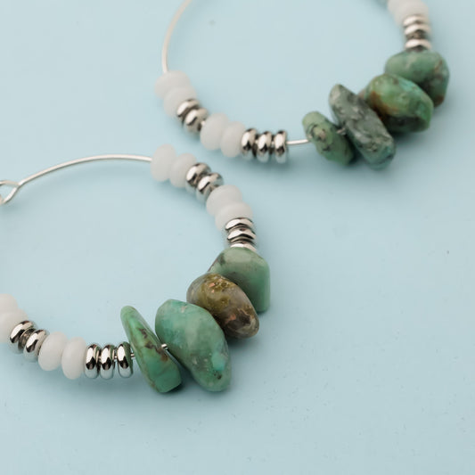 Créole argent - Jade et turquoise - Zora