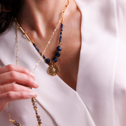 Collier or - Saphir - ABBY