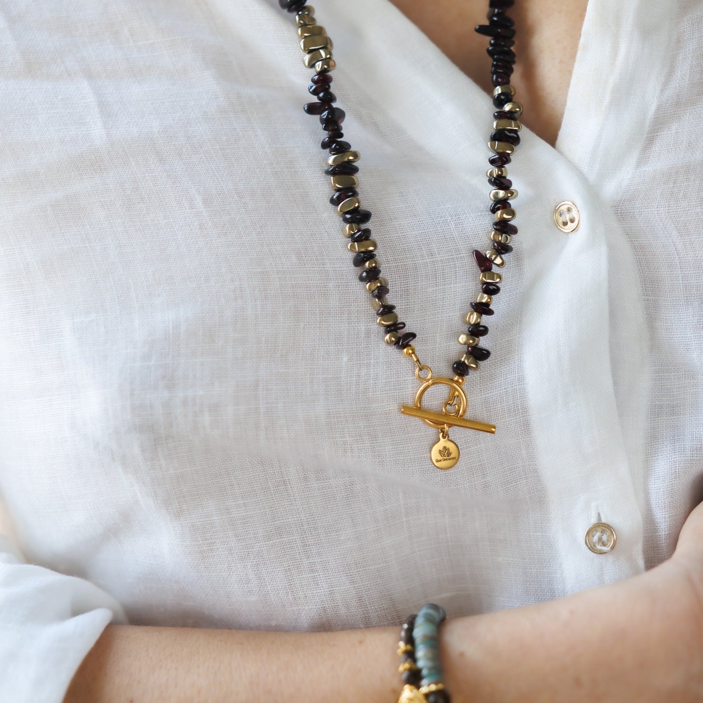 Collier or - Hématite et grenat - SWAN