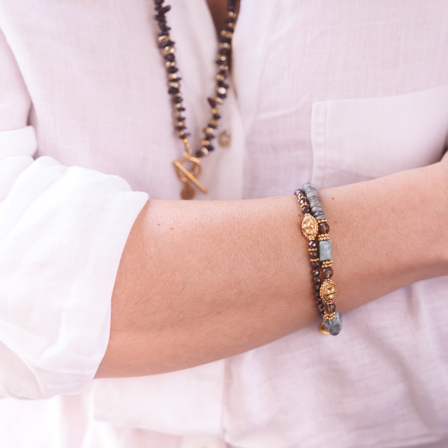 Bracelet or - Hématite - TIPHAINE