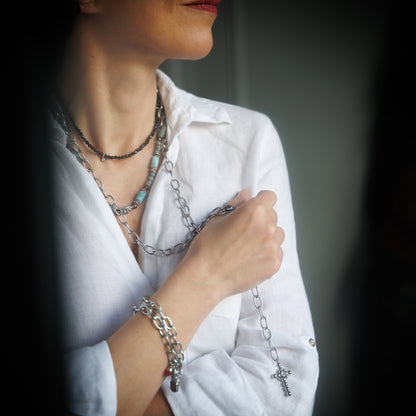 Sautoir en maille acier inoxydable -Argent - SPIRIT