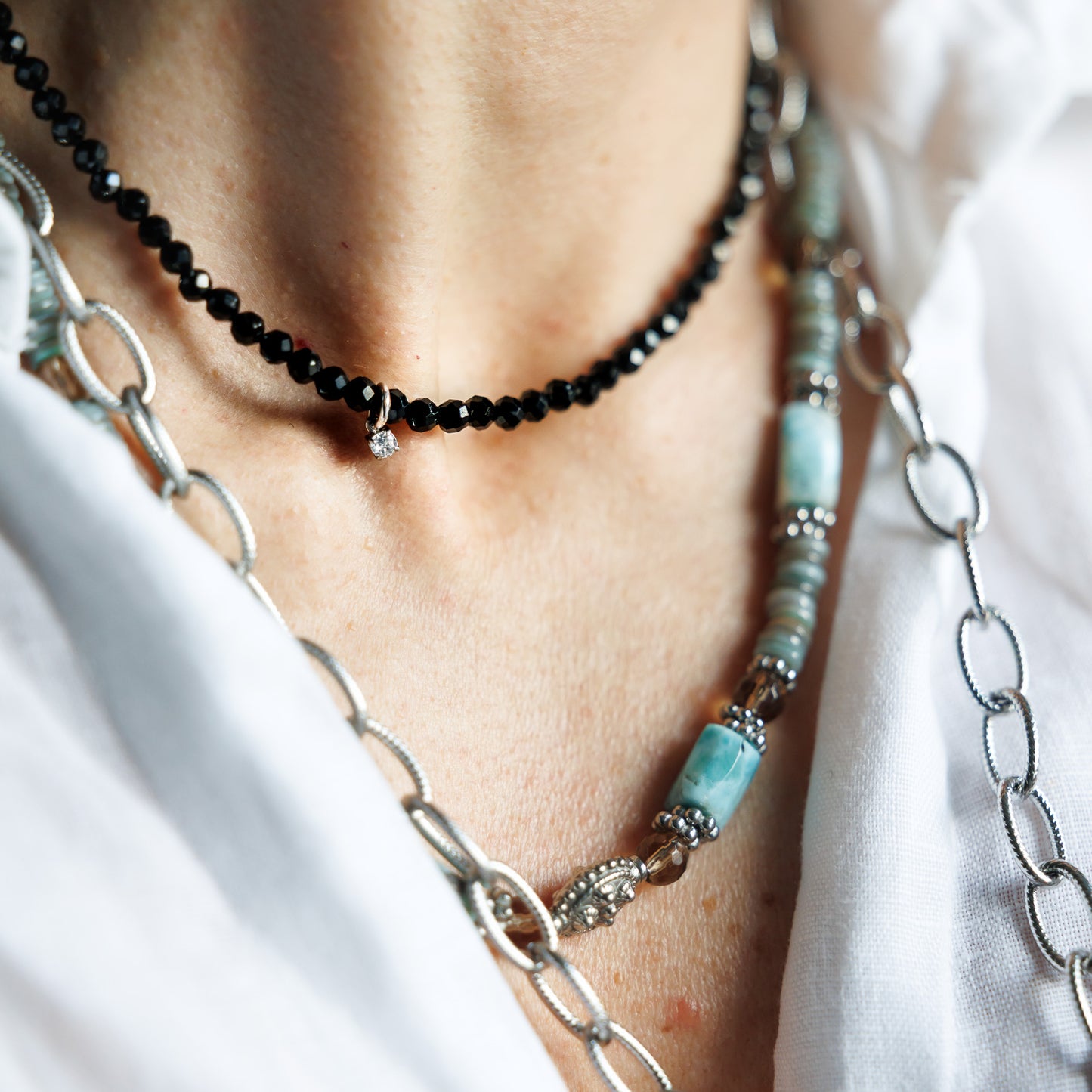 Collier choker argent - Spinelle - HANNA