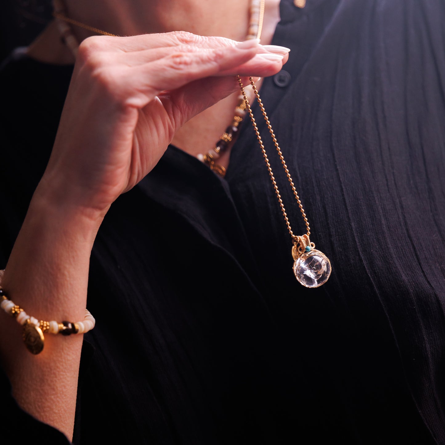 Collier or - Cristal de roche - CRISTAL