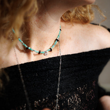 Collier argent - Amazonite et grenat - AMBROISE