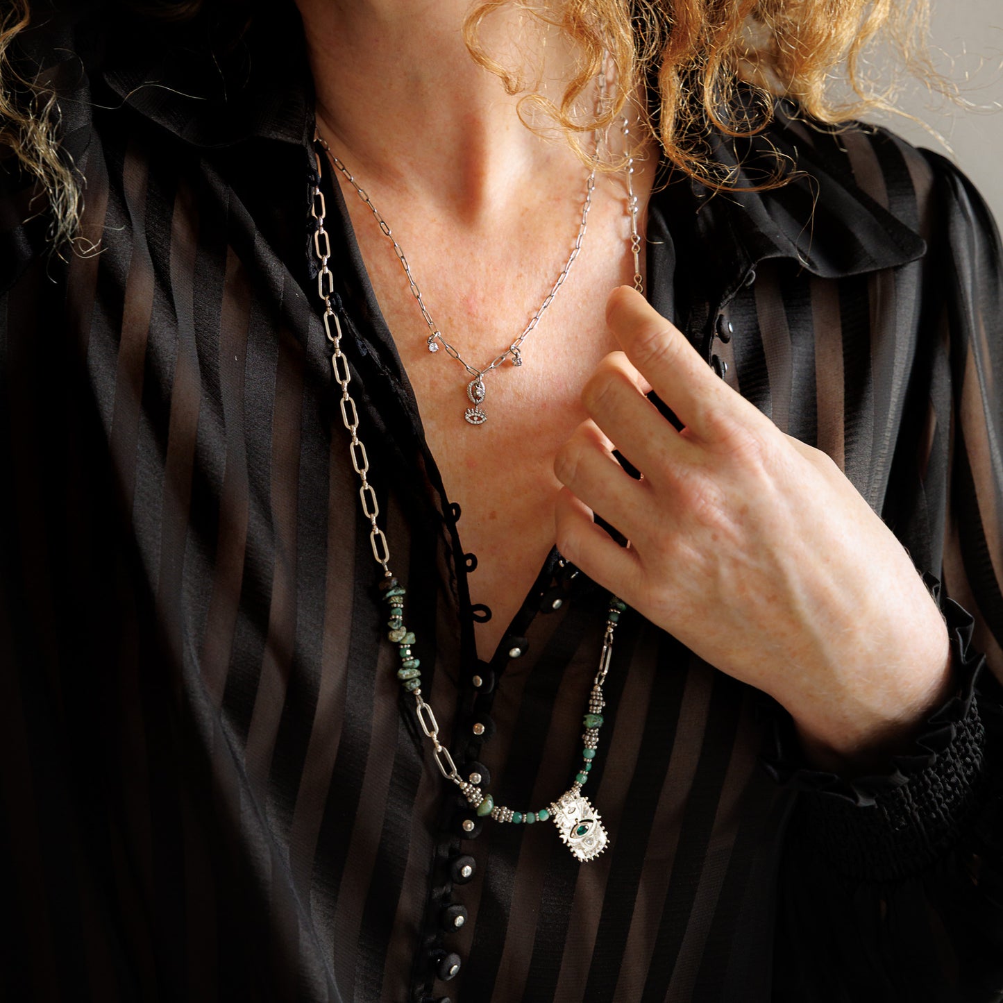 Collier en maille acier inoxydable - Argent - EYES