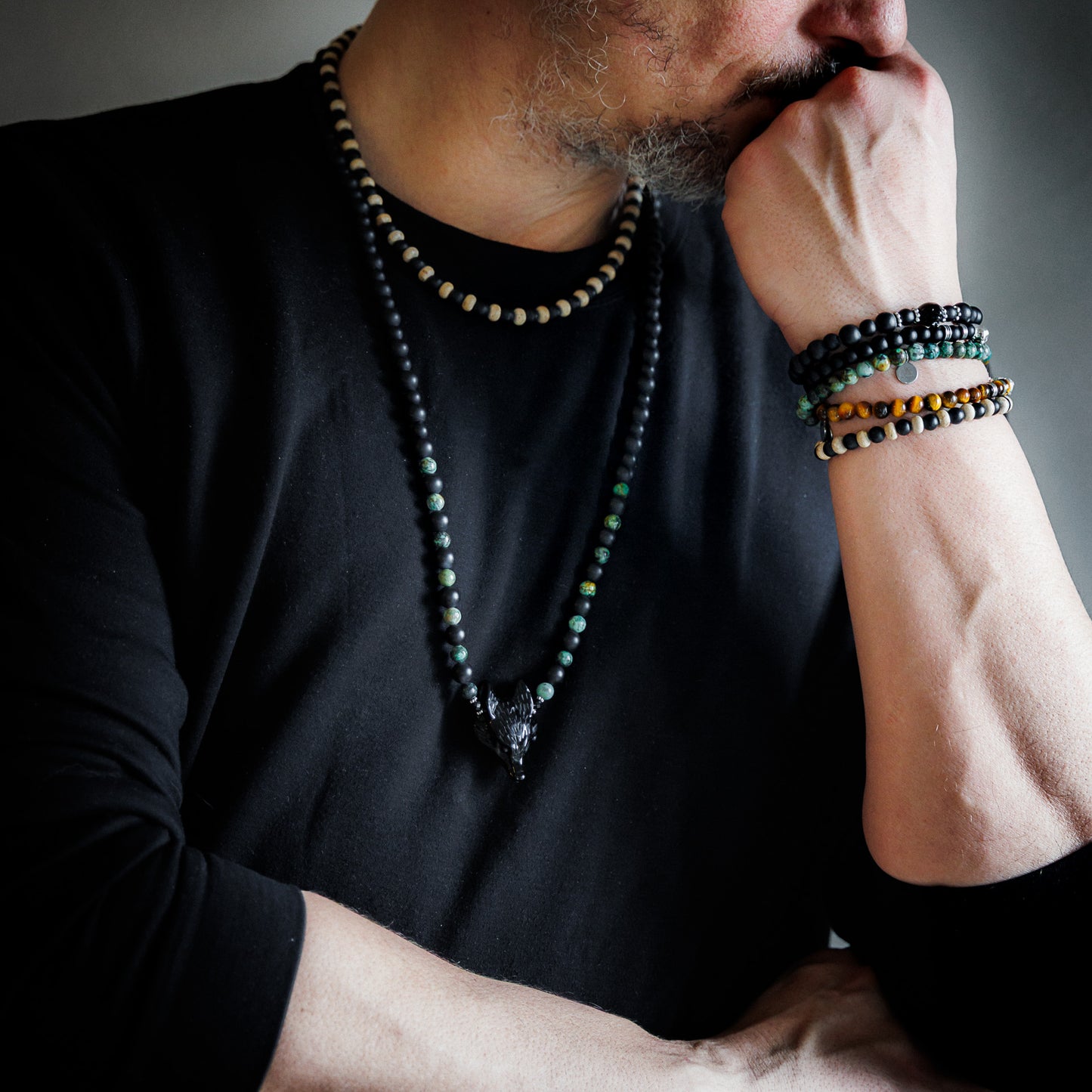Collier  - Turquoise et onyx - SACHA