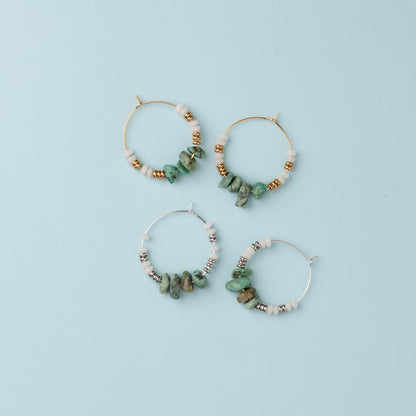 Créole argent - Jade et turquoise - Zora