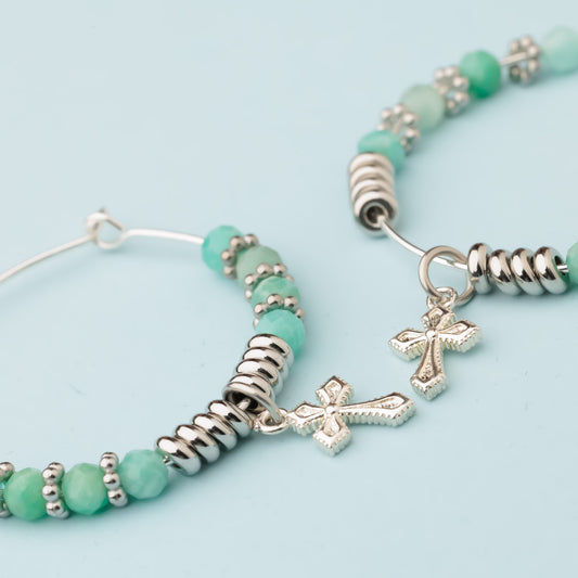 Créole argent - Amazonite - Croix - CREA