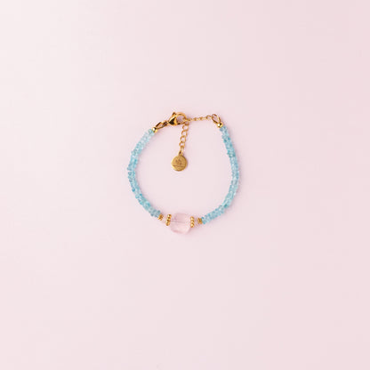 Bracelet or - Apatite et quartz rose - KELLY
